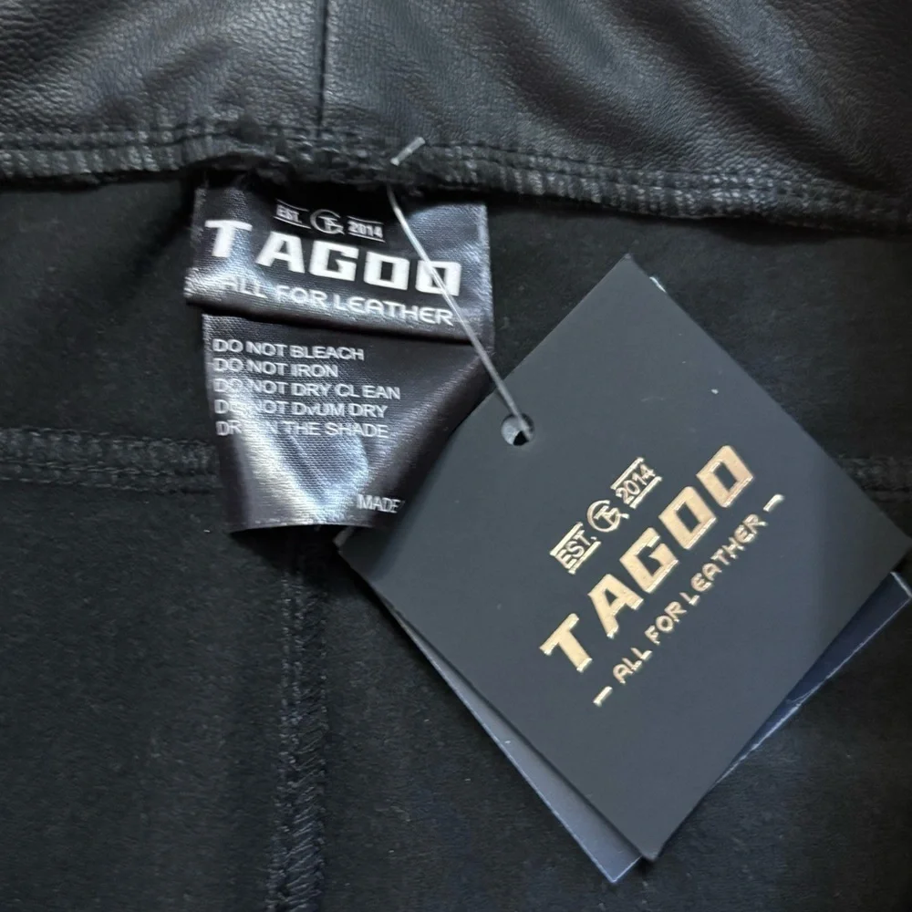Tagoo Faux Leather Pleather Pants Womens Size Medium New With Tag Black Biker - Picture 3 of 5